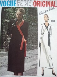 2466 VOGUE 1970 CHRISTIAN DIOR ASYMMETRIC WRAP TIE DRESS PATTERN 16 38B INSTRUCTIONS MISSING